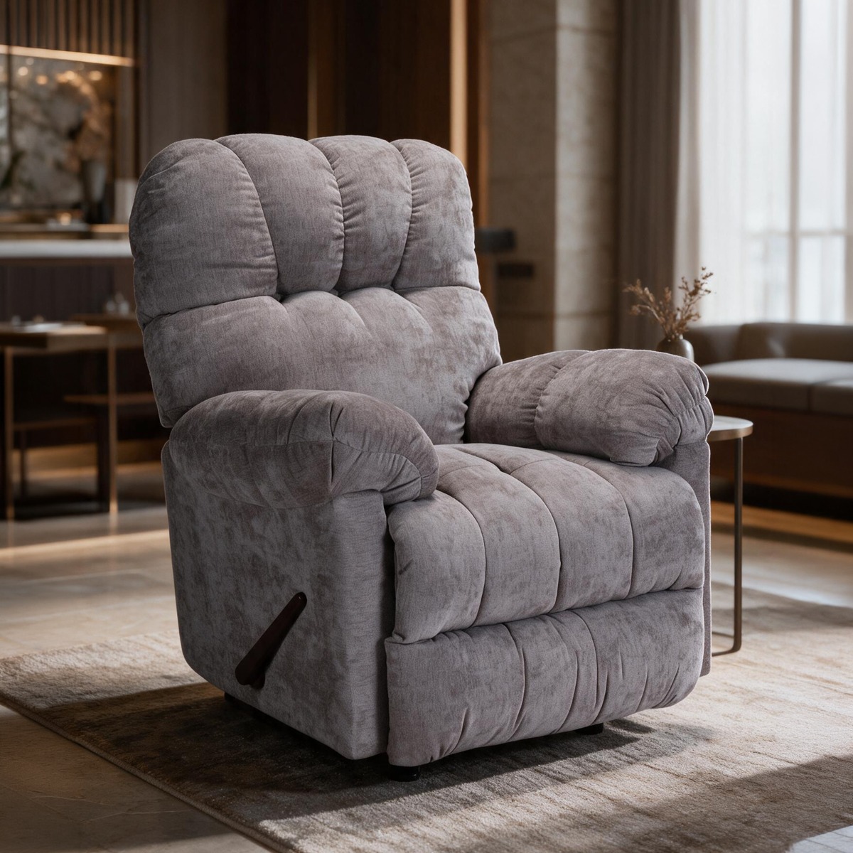 Stressless Rocking Recliner Chair | Elegant Design | Linen – Light Gray | 3-Year Warranty 2