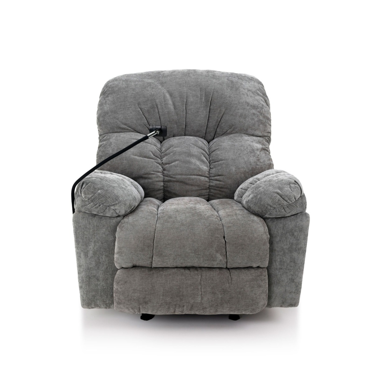 London Rocking Cinema Recliner Chair | Flexible Phone Holder – Gray Chenille Fabric – 5-Years Warranty 3