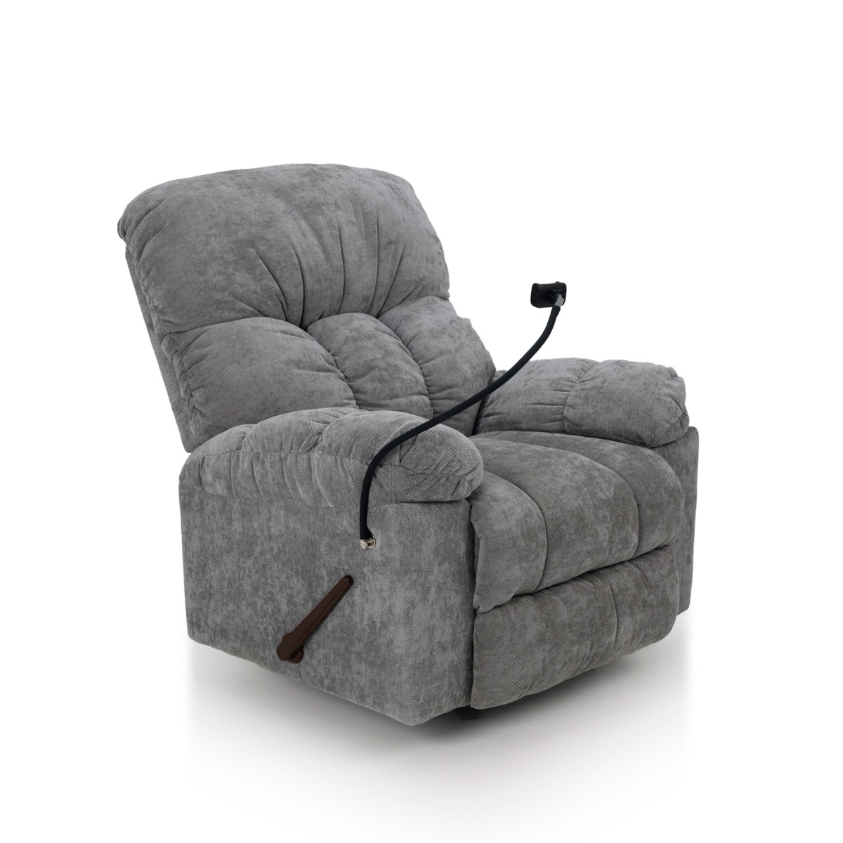 London Rocking Cinema Recliner Chair | Flexible Phone Holder – Gray Chenille Fabric – 5-Years Warranty 1