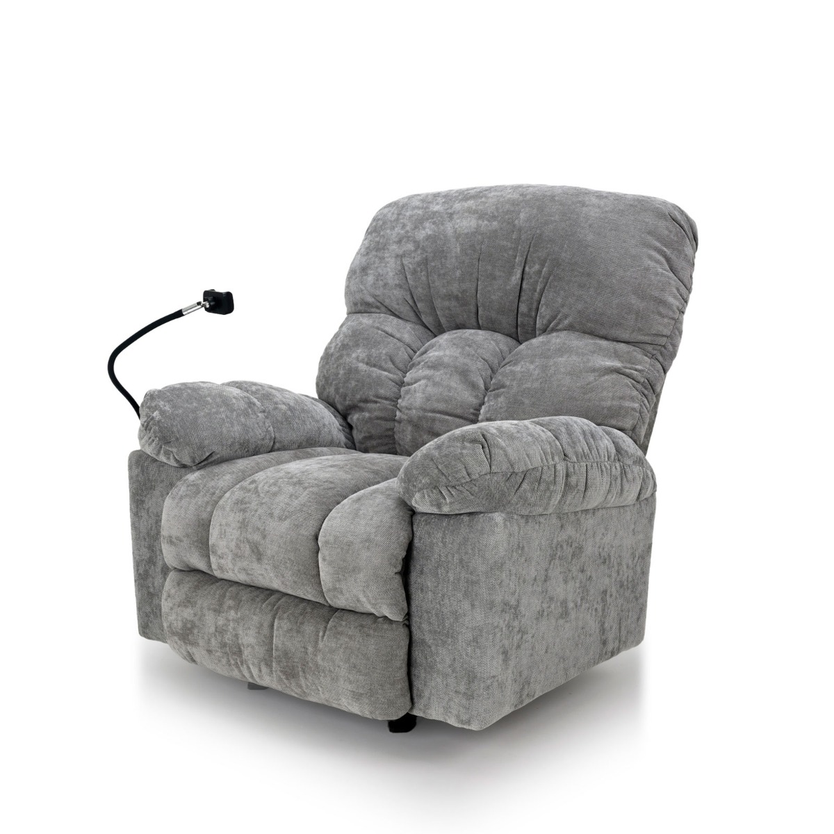 London Rocking Cinema Recliner Chair | Flexible Phone Holder – Gray Chenille Fabric – 5-Years Warranty 4