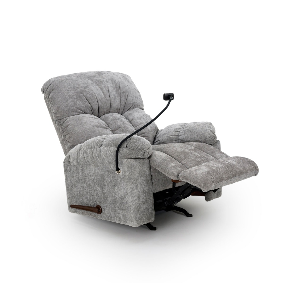 London Rocking Cinema Recliner Chair | Flexible Phone Holder – Gray Chenille Fabric – 5-Years Warranty 5