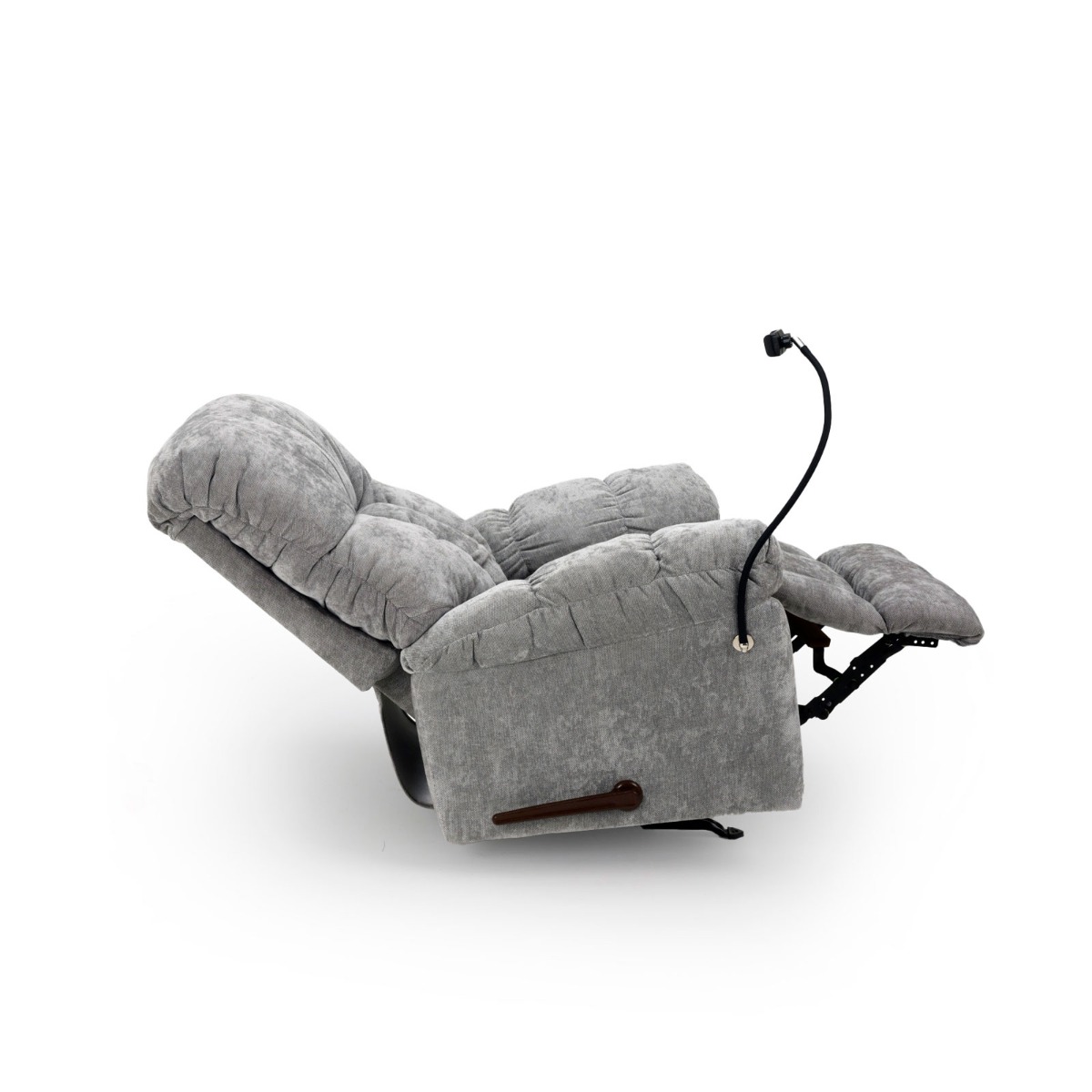 London Rocking Cinema Recliner Chair | Flexible Phone Holder – Gray Chenille Fabric – 5-Years Warranty 6