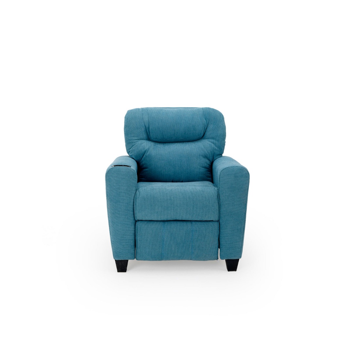 Dora Kids Recliner Chair | Classic Design - Cup Holder - Quilted Linen - Blue 3
