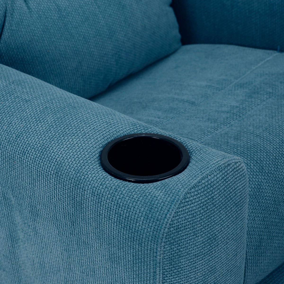 Dora Kids Recliner Chair | Classic Design - Cup Holder - Quilted Linen - Blue 6