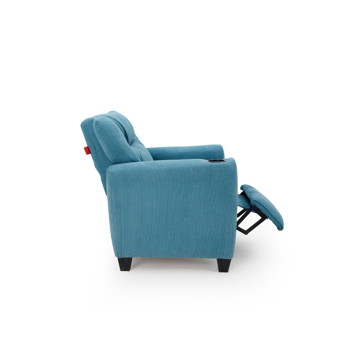 Dora Kids Recliner Chair | Classic Design - Cup Holder - Quilted Linen - Blue 7