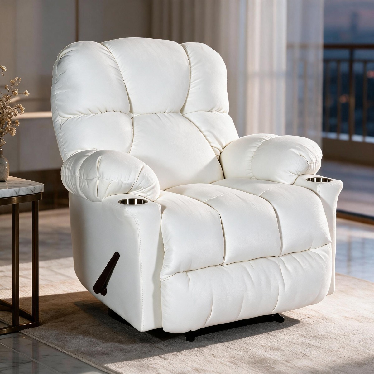 Cloud Max Classic Recliner | Cream - Cup Holder - Velvet - 5-Year Warranty 3
