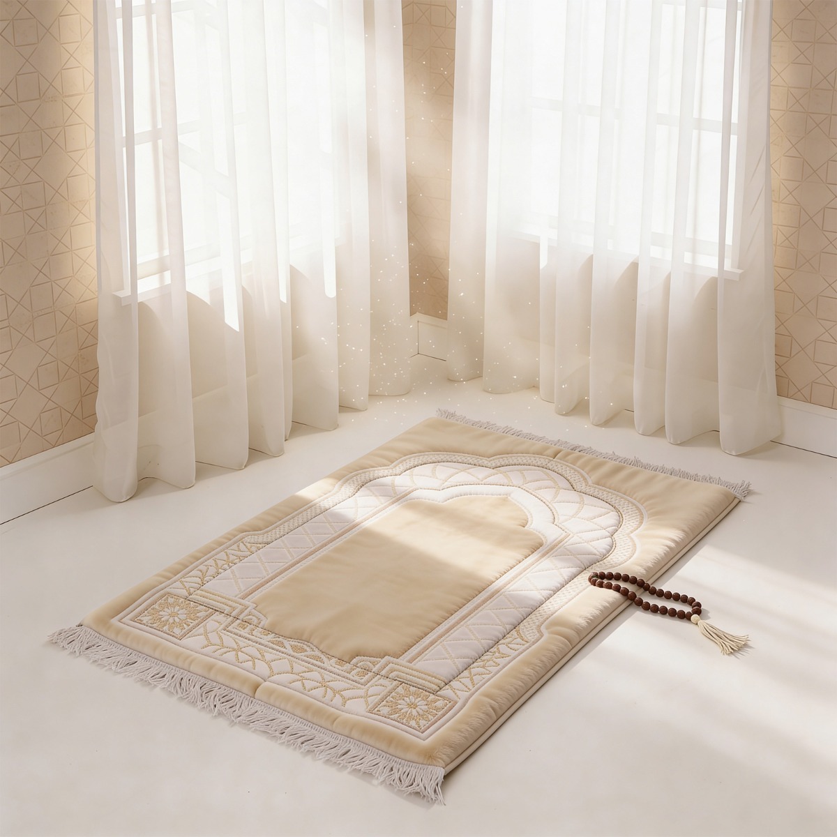 Prayer Rug Mihrab Al-Rawdah Memory Foam | 3 cm Thick – Premium Chanel Threads